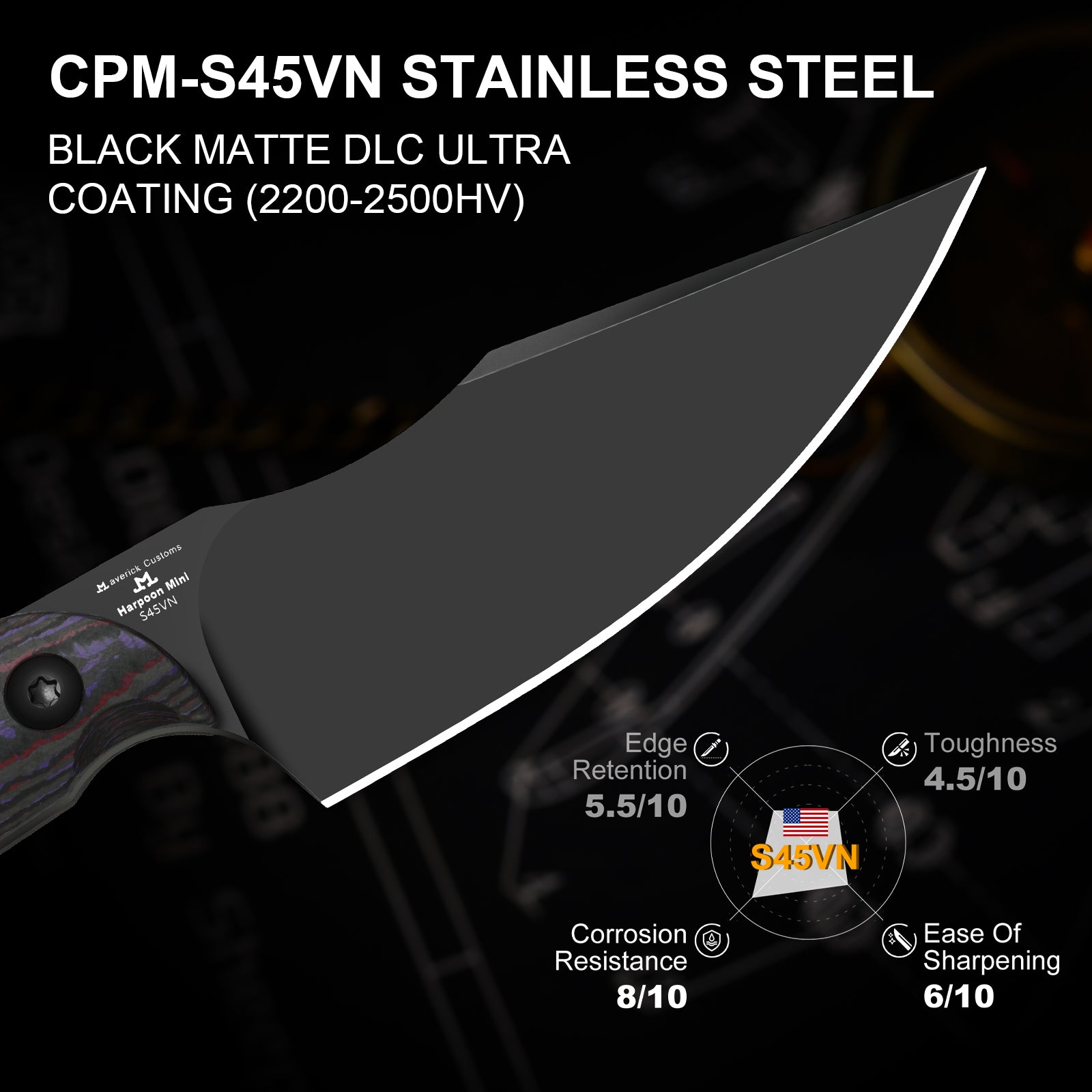 Mini Harpoon | S45VN | Fat Carbon | KizerV™ 1040S9