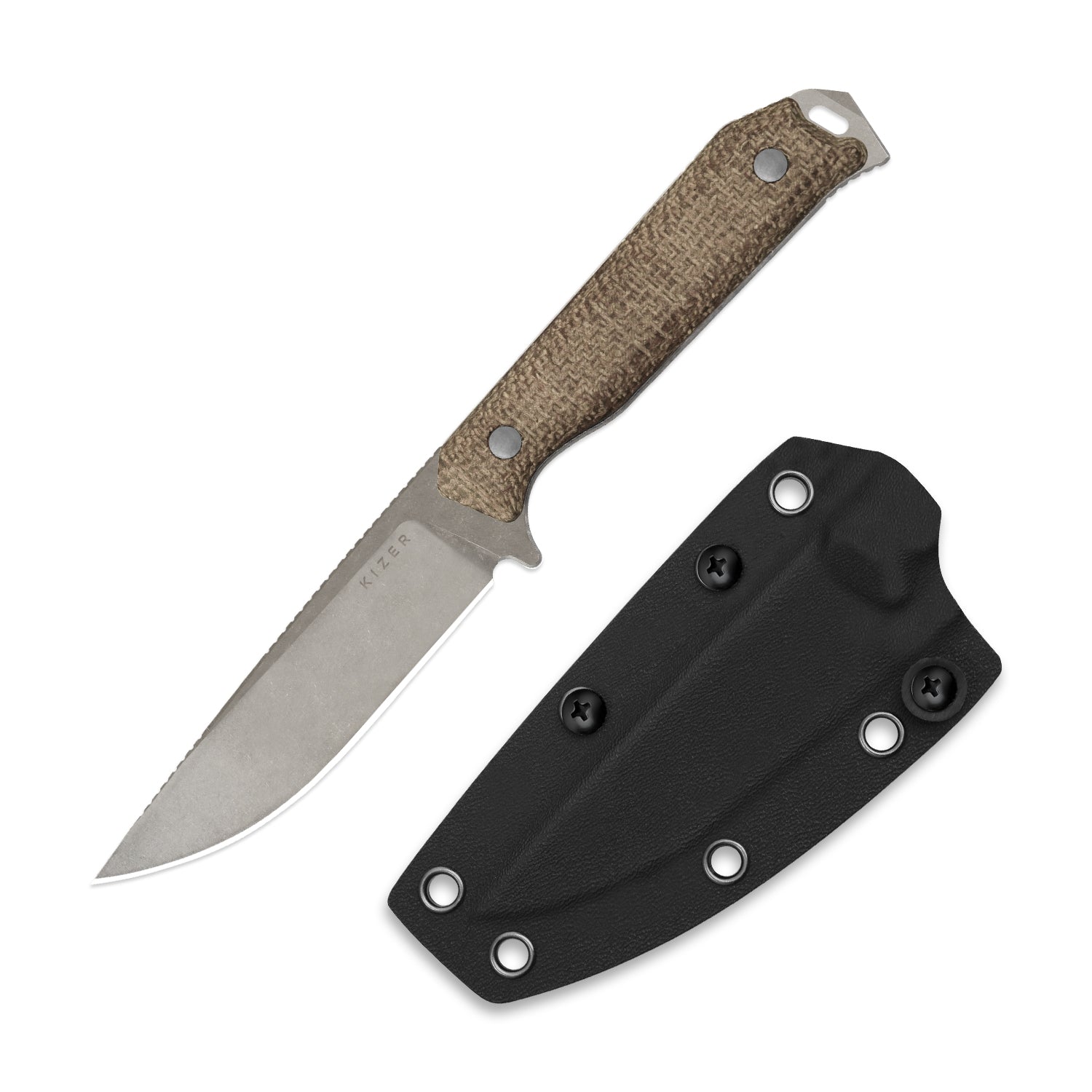 Begleiter® Fix | 3V+Hollow Grind | Burlap Micarta | Hollow Grind | KizerV™ 1045MD1