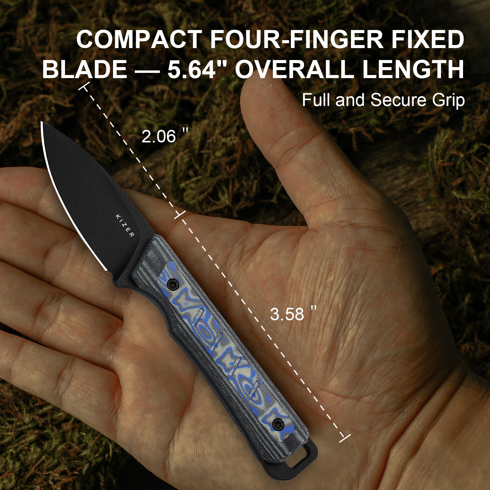 Whiskey Jack | 10V | Micarta With Vortex Pattern | Skeletonized Tang | KizerV™ 1108A1