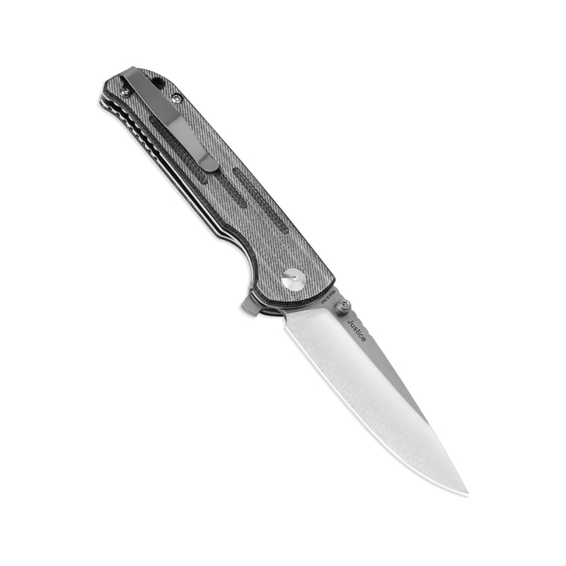 Kizer Justice N690 Blade Liner Lock Denim Micarta Handle V4543N6 (3.80 " Satin)