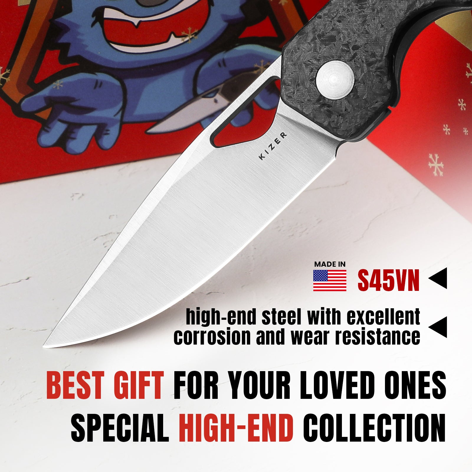 Mini Militaw® | S45VN | Titanium+Carbon Fiber | KizerB™ 3634SA4