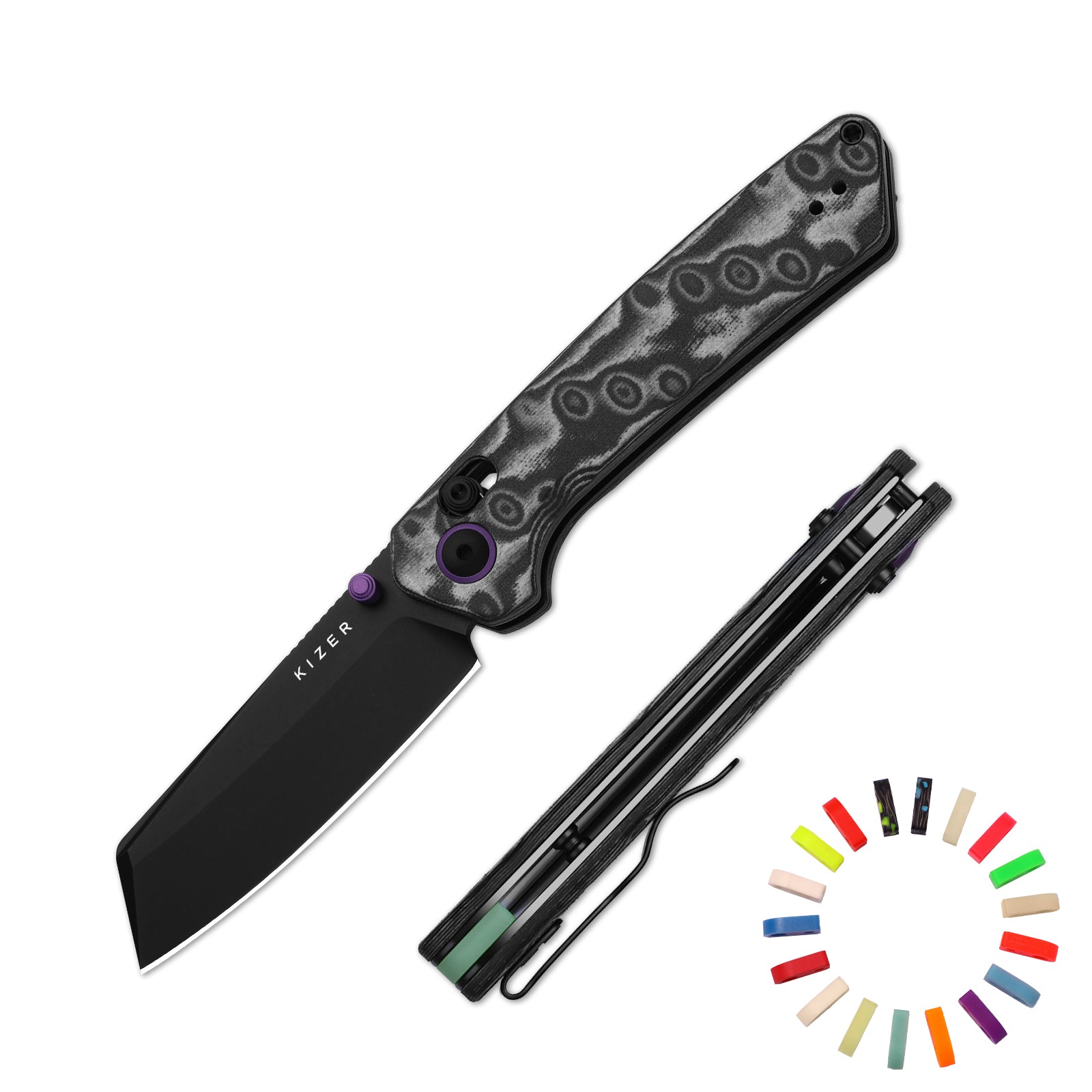 Madrac | Kizer Clutch Lock™ | GID | Micarta With Vortex Pattern | KizerV™ 3693PR1