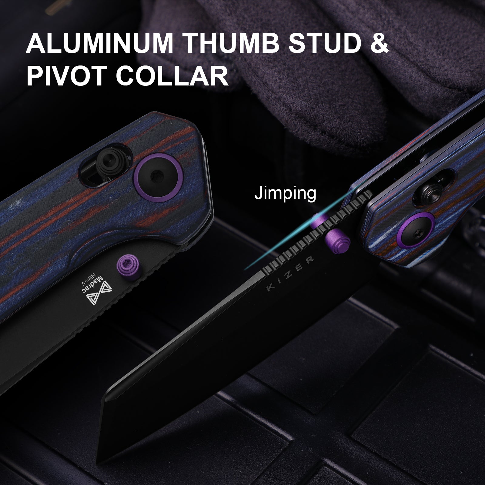 Madrac | Kizer Clutch Lock™ | GID | Micarta With Vortex Pattern | KizerV™ 3693PR2