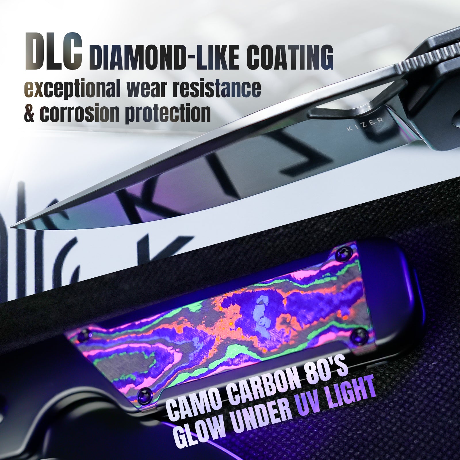 Mini Militaw® | M390 | Titanium+Camo Carbon| DLC | KizerB™ 3634SA1