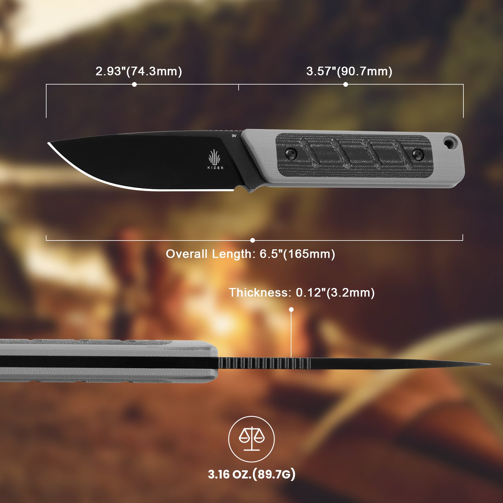 Smolt | 3V | G10+Micarta | KizerV™ 1063A1