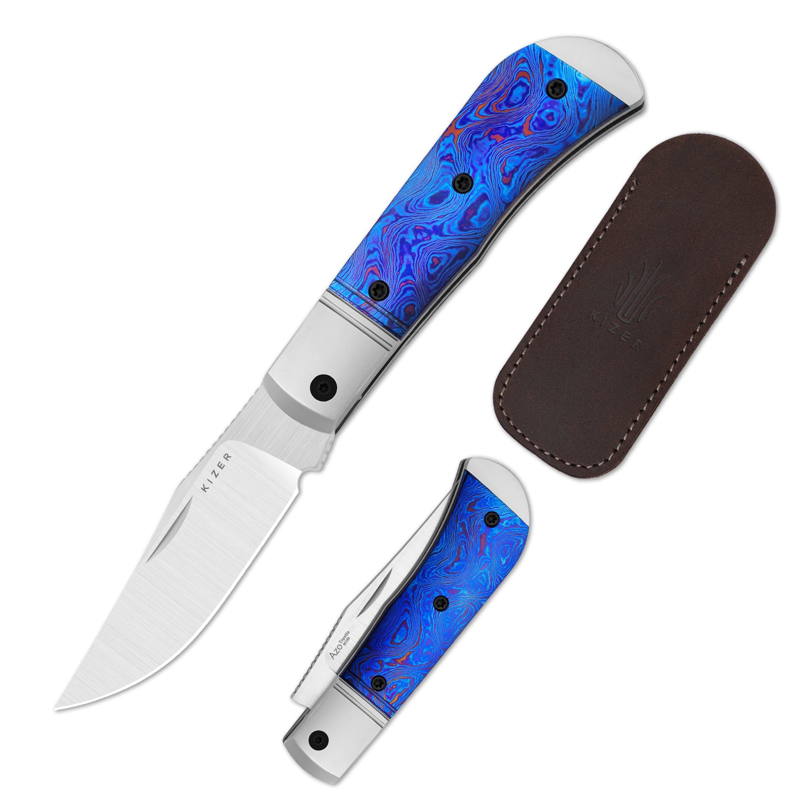 Trestle 2.89 inch M390 Titanium & Timascus Ki3761A6-Kizer