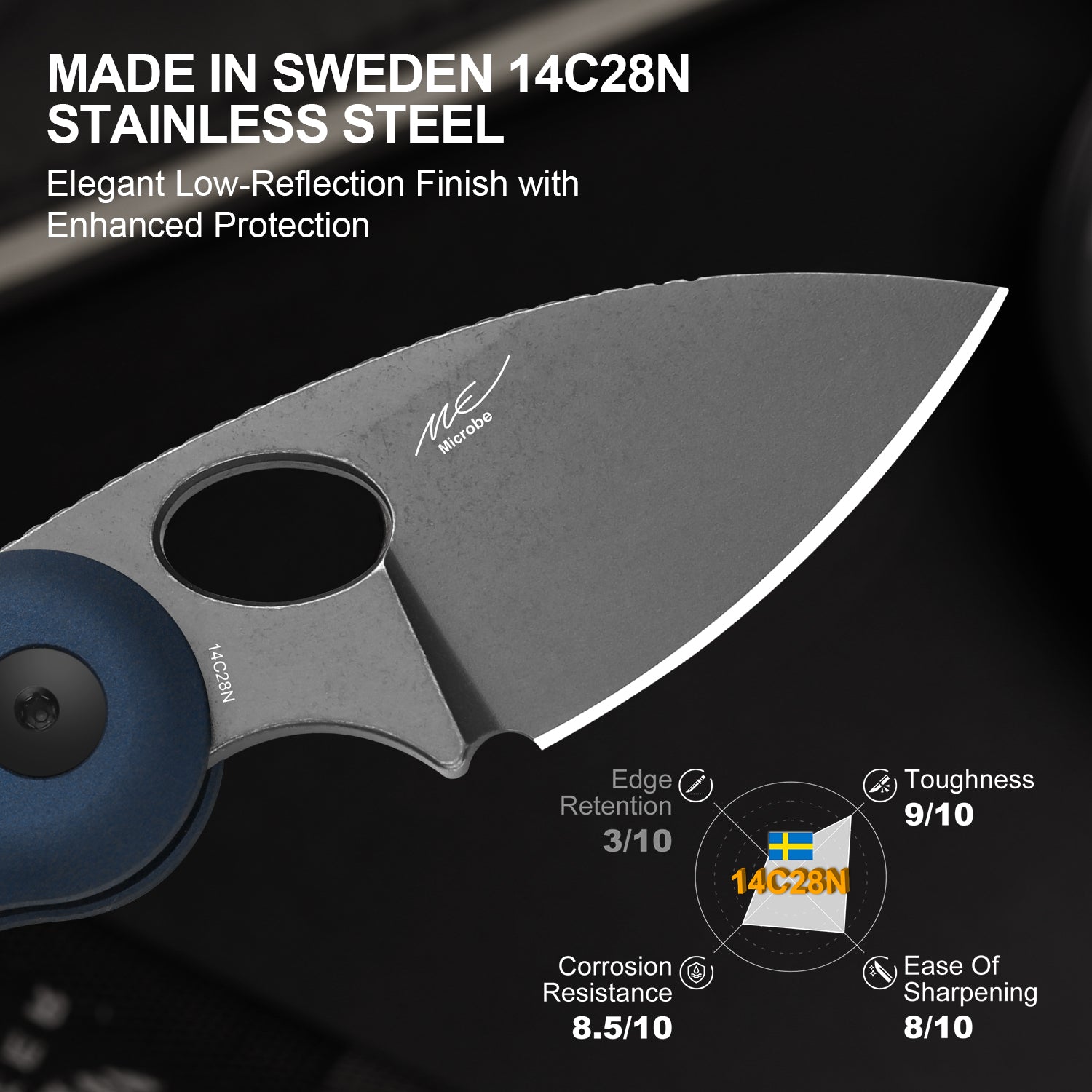 Microbe™ | Kizer Button Liner Lock™ | 14C28N | Aluminum | KizerV™ 2742A1