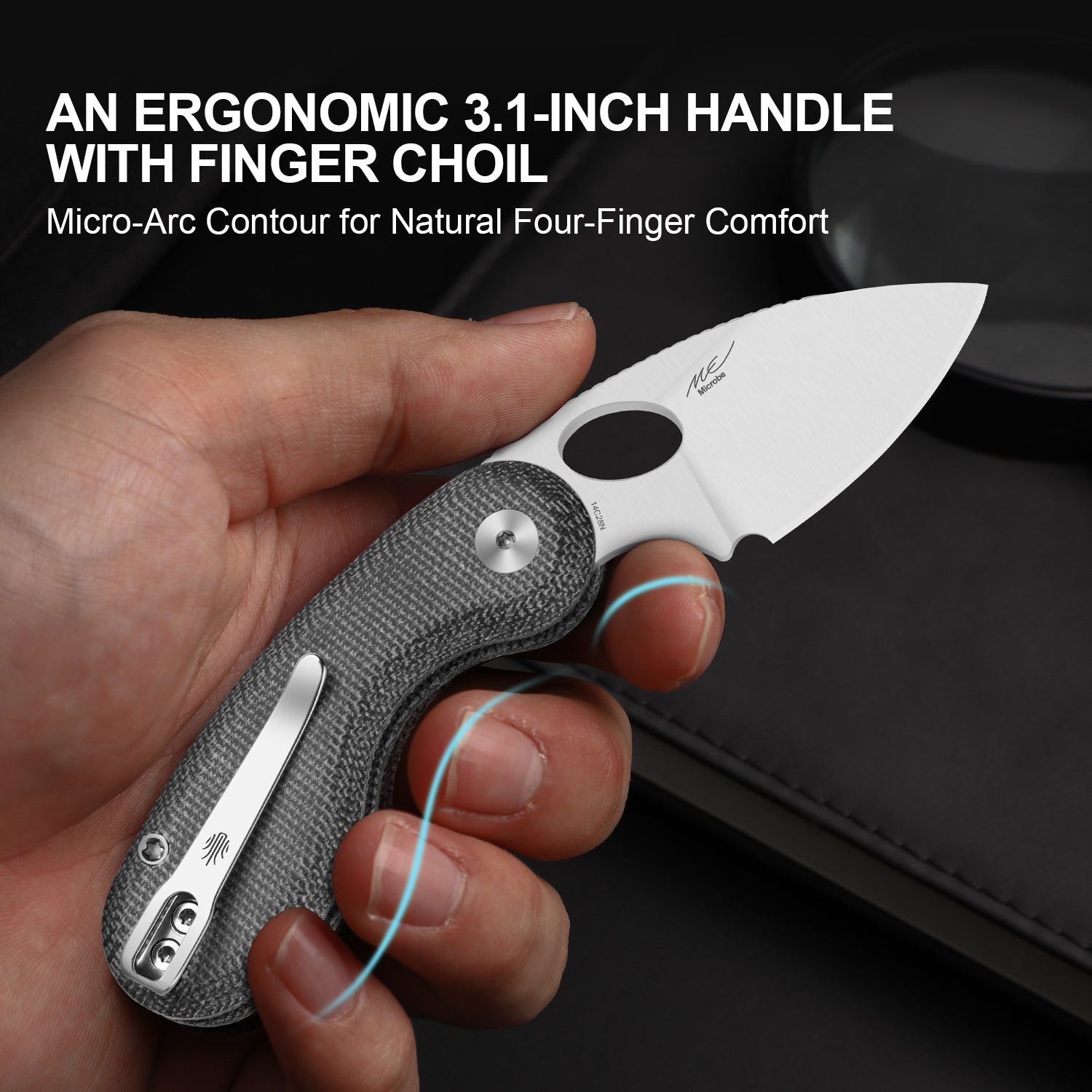 Microbe™ | Kizer Button Liner Lock™ | Norplex UltreX™ Micarta | 14C28N | KizerV™ 2742A2