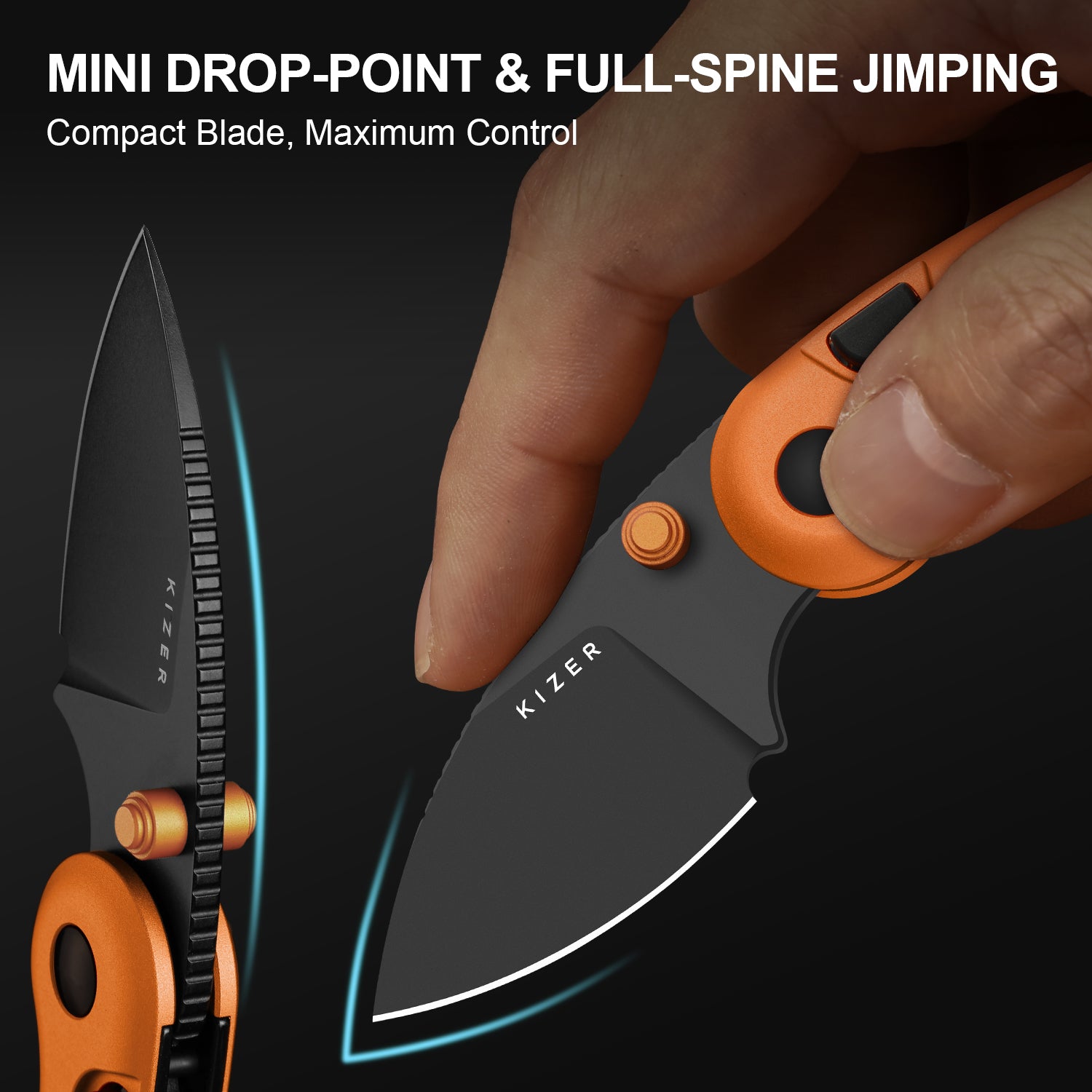 Microbe™ | Kizer Button Liner Lock™ | 14C28N | Aluminum | KizerV™ 2742A3