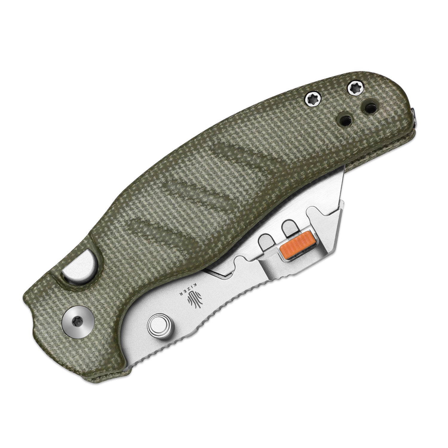 Sheepdog® Utility Knives | Kizer Button Liner Lock™ | C01C Uti 2 | 5Cr15MoV | Micarta | KizerV™ 3488.29JNA1