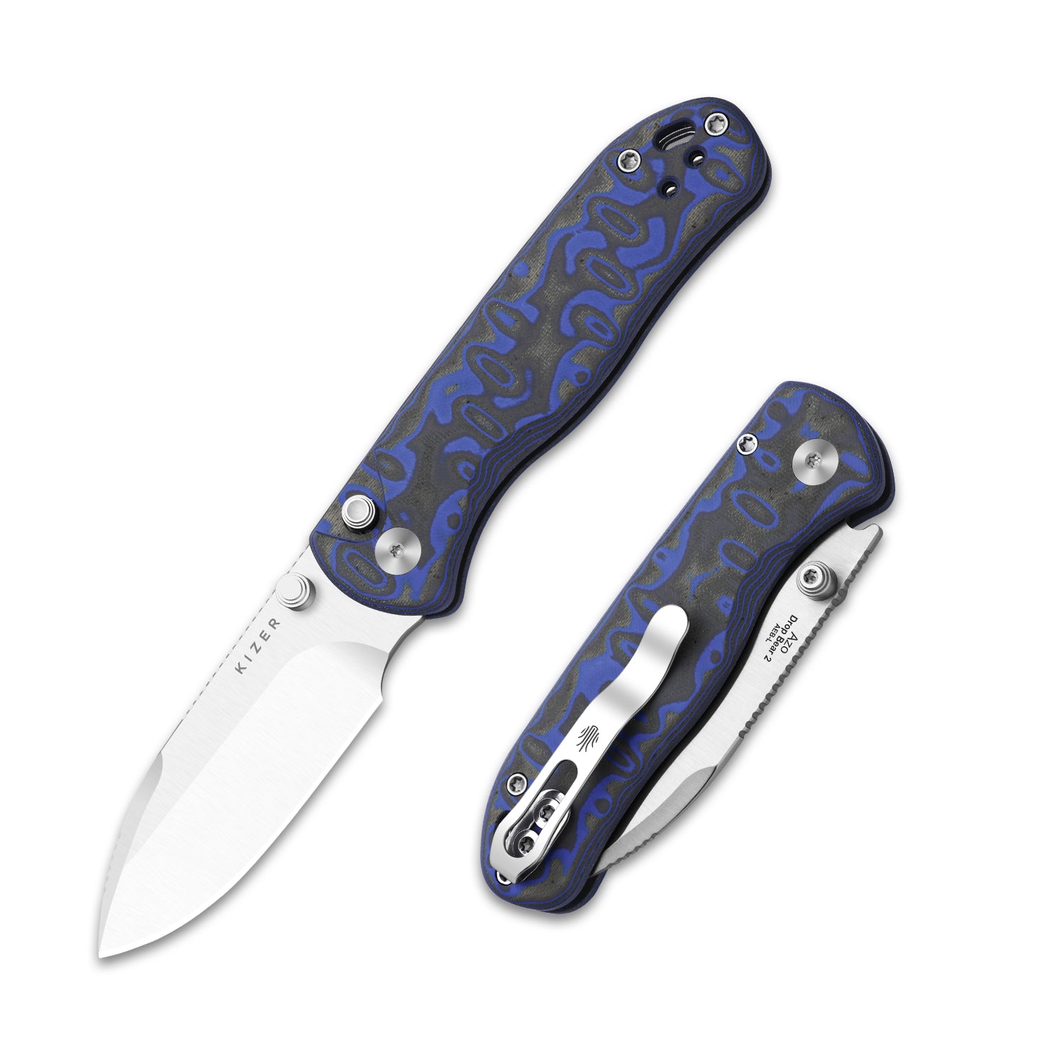 Drop Bear® 2 | Kizer Button Liner Lock™ | AEB-L | Micarta With Vortex Pattern | KizerV™ 3619.2PR3