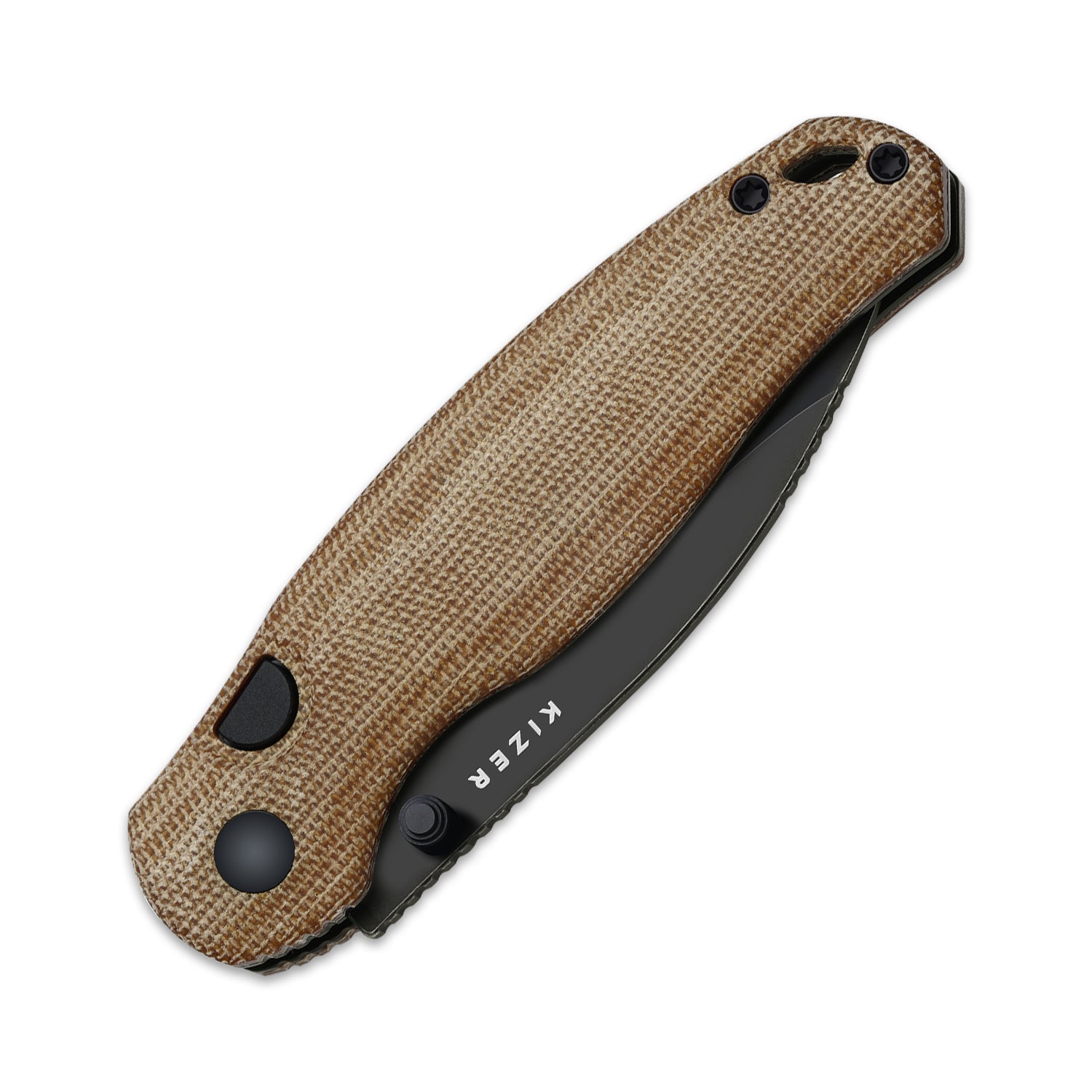 Phoca BD | Kizer Button Liner Lock™ | 14C28N | Norplex UltreX™ Micarta | KizerV™ 3781BDA1