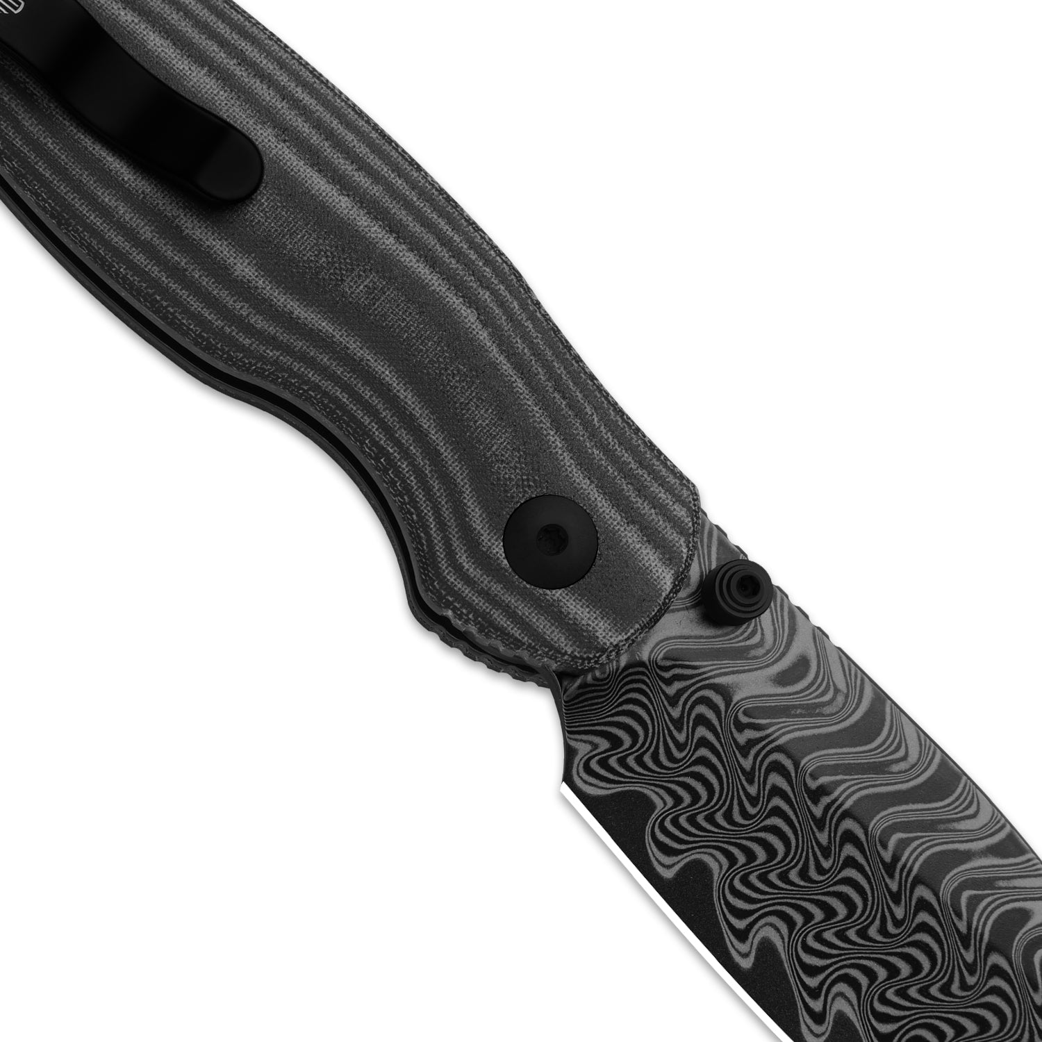 Phoca BD | Kizer Button Liner Lock™ | Black Acid Damascus | Norplex UltreX™ Micarta | KizerV™ 3781BDA3