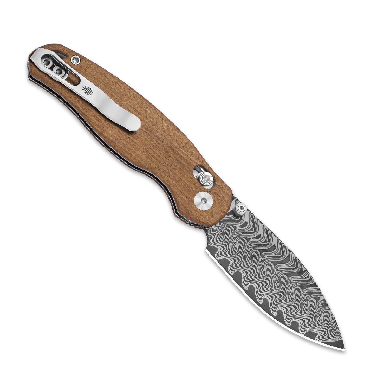 Phoca CD | Kizer Clutch Lock™ | Acid Damascus | Mkuruti Wood | KizerV™ 3781CDA3