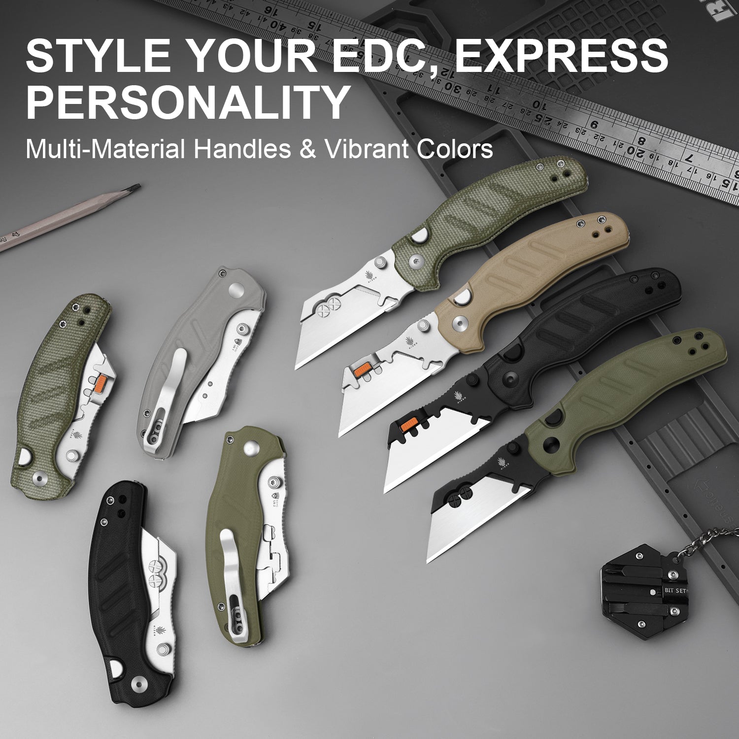 Sheepdog® Utility Knives | Kizer Button Liner Lock™ | C01C Uti 2 | 5Cr15MoV | Micarta | KizerV™ 3488.29JNA1