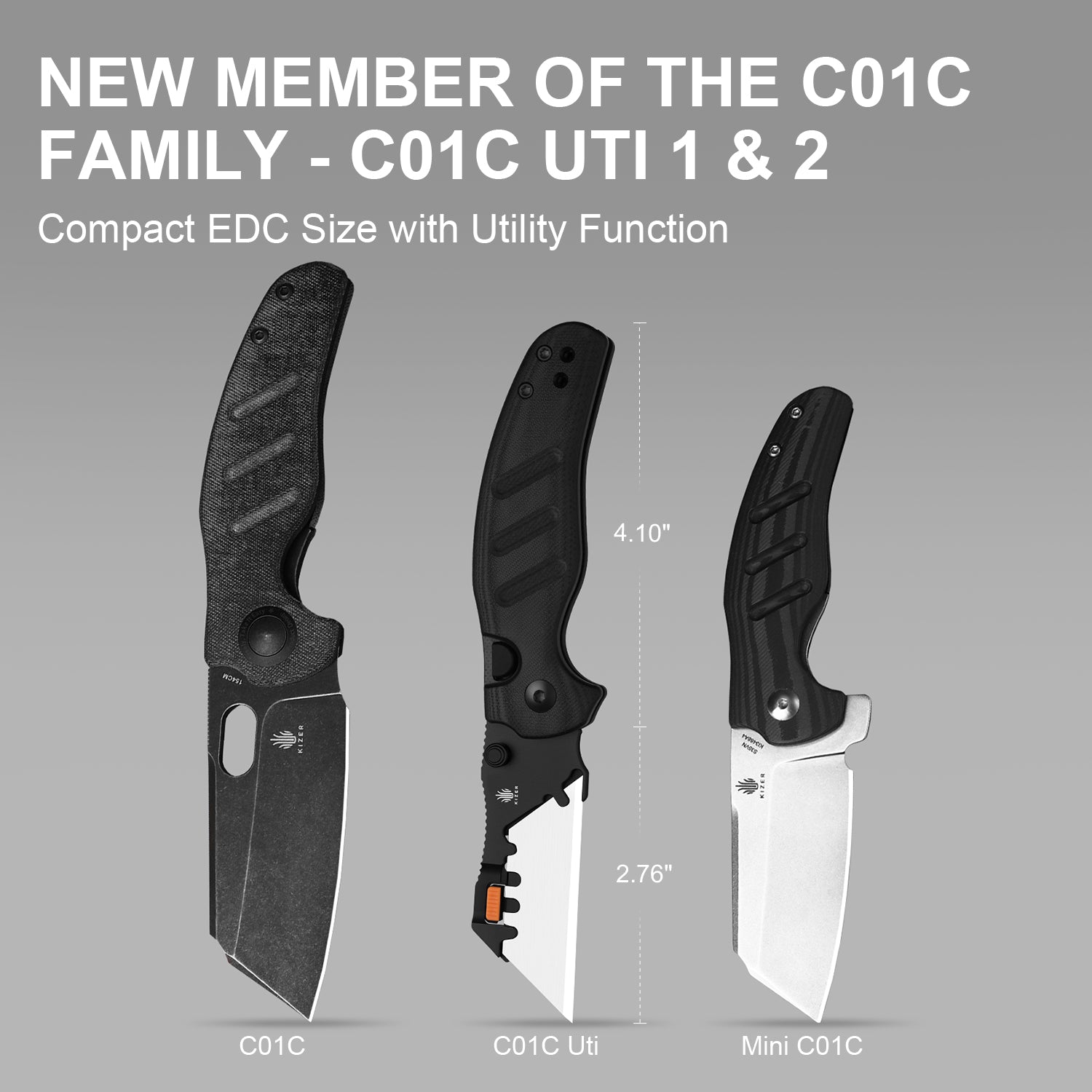 Sheepdog® Utility Knives | Kizer Button Liner Lock™ | C01C Uti 2 | 5Cr15MoV | KizerV™ 3488.29JNA3