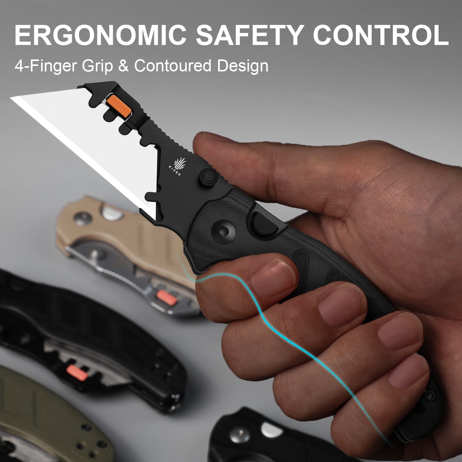 Sheepdog® Utility Knives | Kizer Button Liner Lock™ | C01C Uti 2 | 5Cr15MoV | KizerV™ 3488.29JNA3