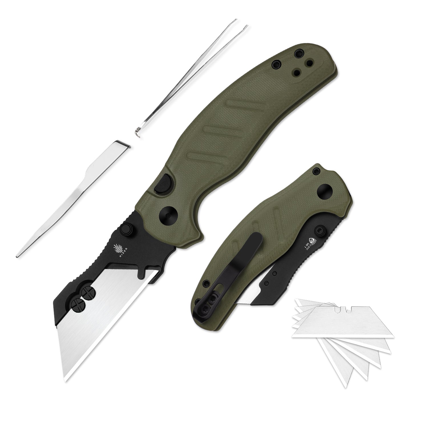 Sheepdog® Utility Knives | Kizer Button Liner Lock™ | C01C Uti 1 | 5Cr15MoV | KizerV™ 3488.29JSA2