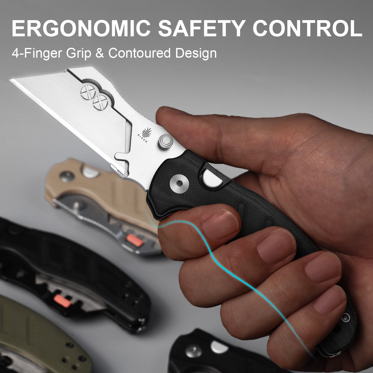 Sheepdog® Utility Knives | Kizer Button Liner Lock™ | C01C Uti 1 | 5Cr15MoV | KizerV™ 3488.29JSA3