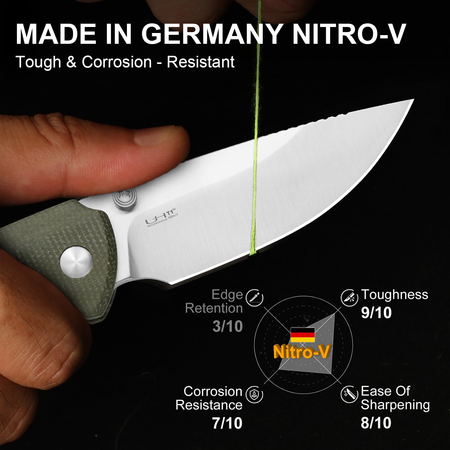 T1 BD | Button Liner Lock™ | Nitro-V | Micarta | KizerV™ 3490.2BA1