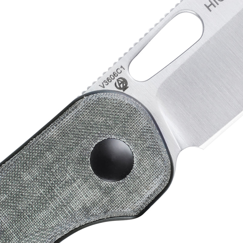 Kizer Azo HIC-CUP Button Lock Knife Green Micarta V3606C1 (3.15" Satin)