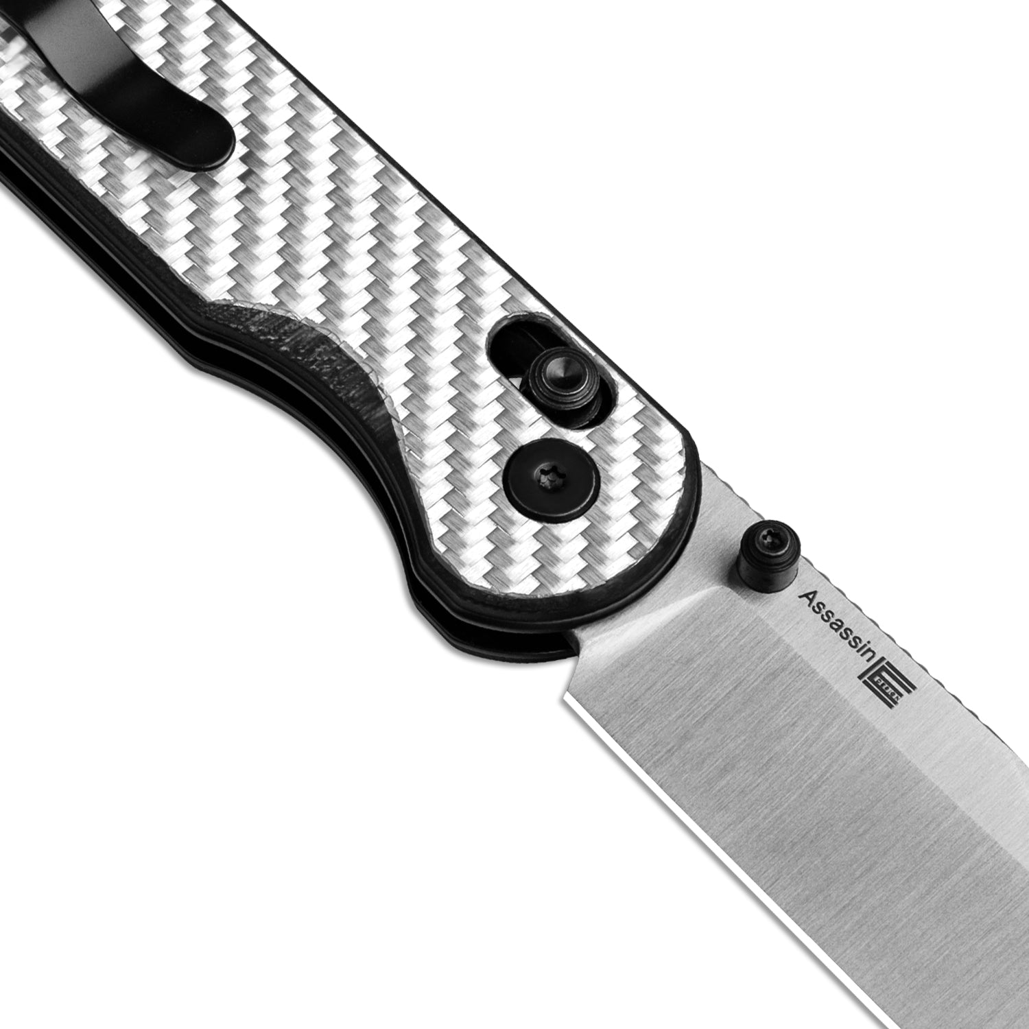 Assassin Nitro V Blade Silver&Black G10 Carbon Fiber Handle