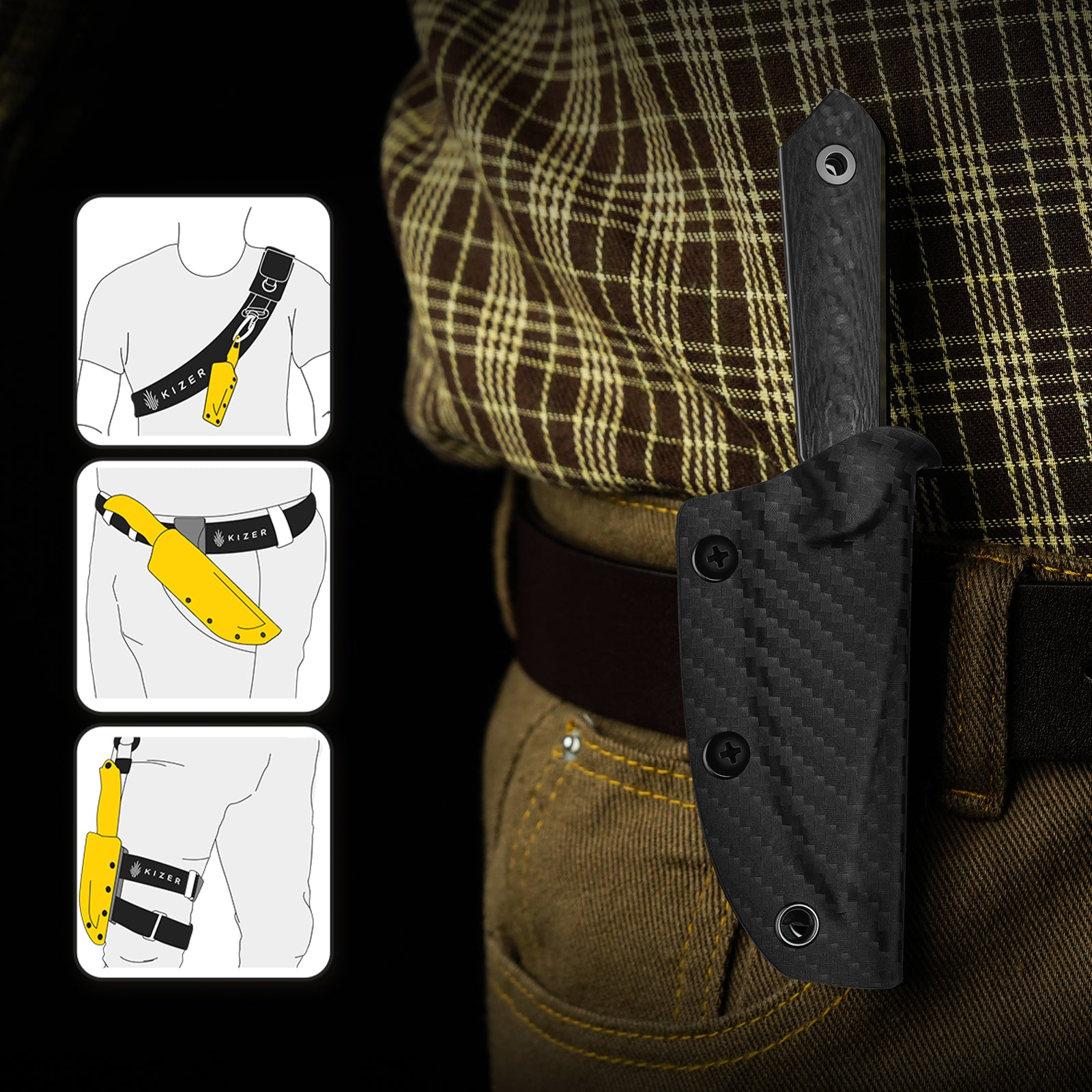 Mini Harpoon | M390 | Carbon Fiber | KizerV™ 1040S8