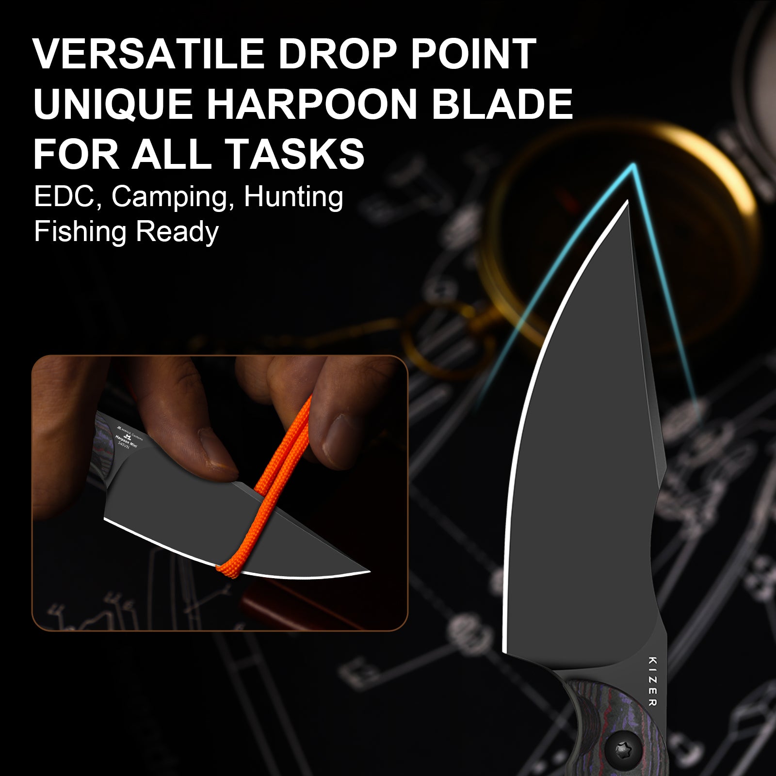 Mini Harpoon | S45VN | Fat Carbon | KizerV™ 1040S9