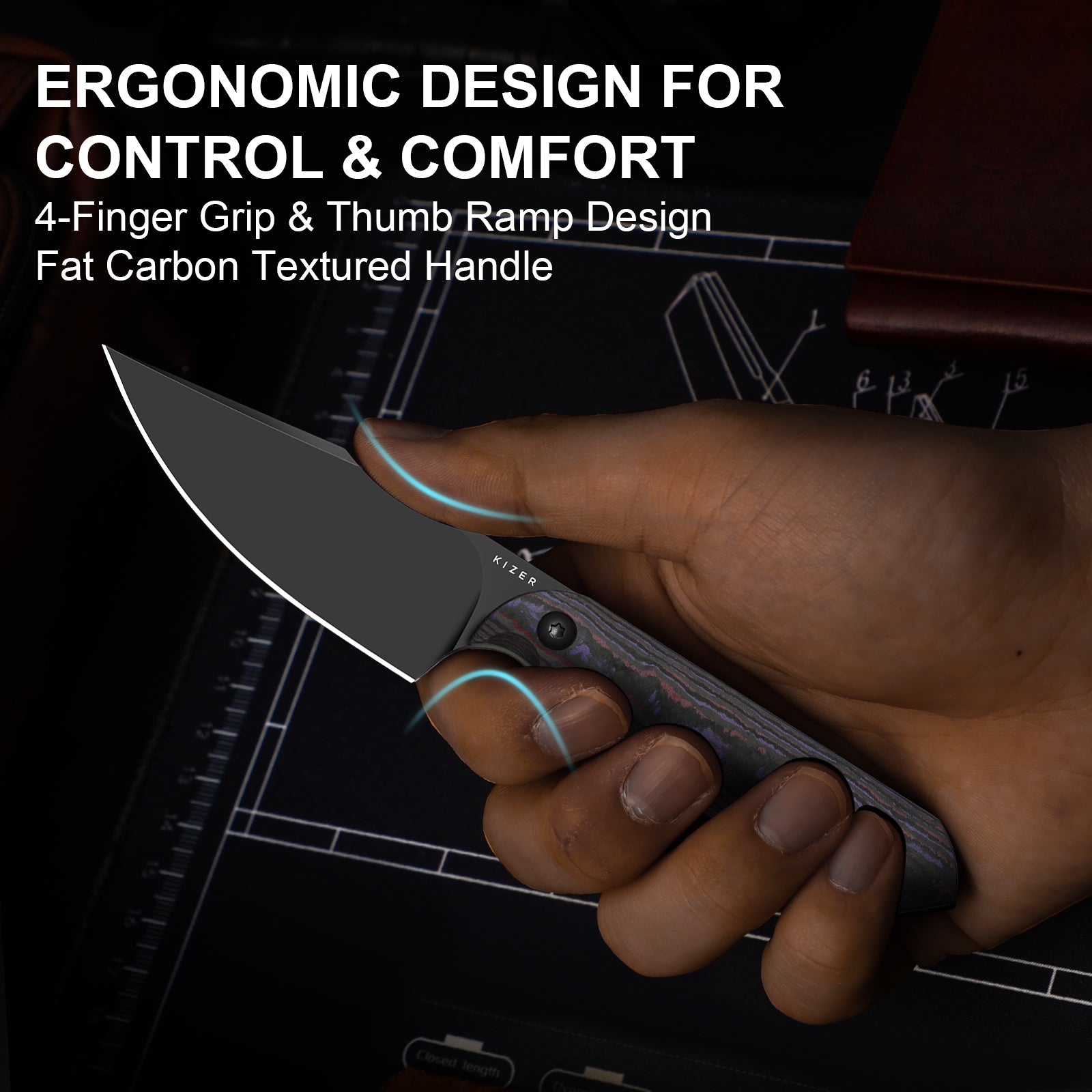 Mini Harpoon | S45VN | Fat Carbon | KizerV™ 1040S9