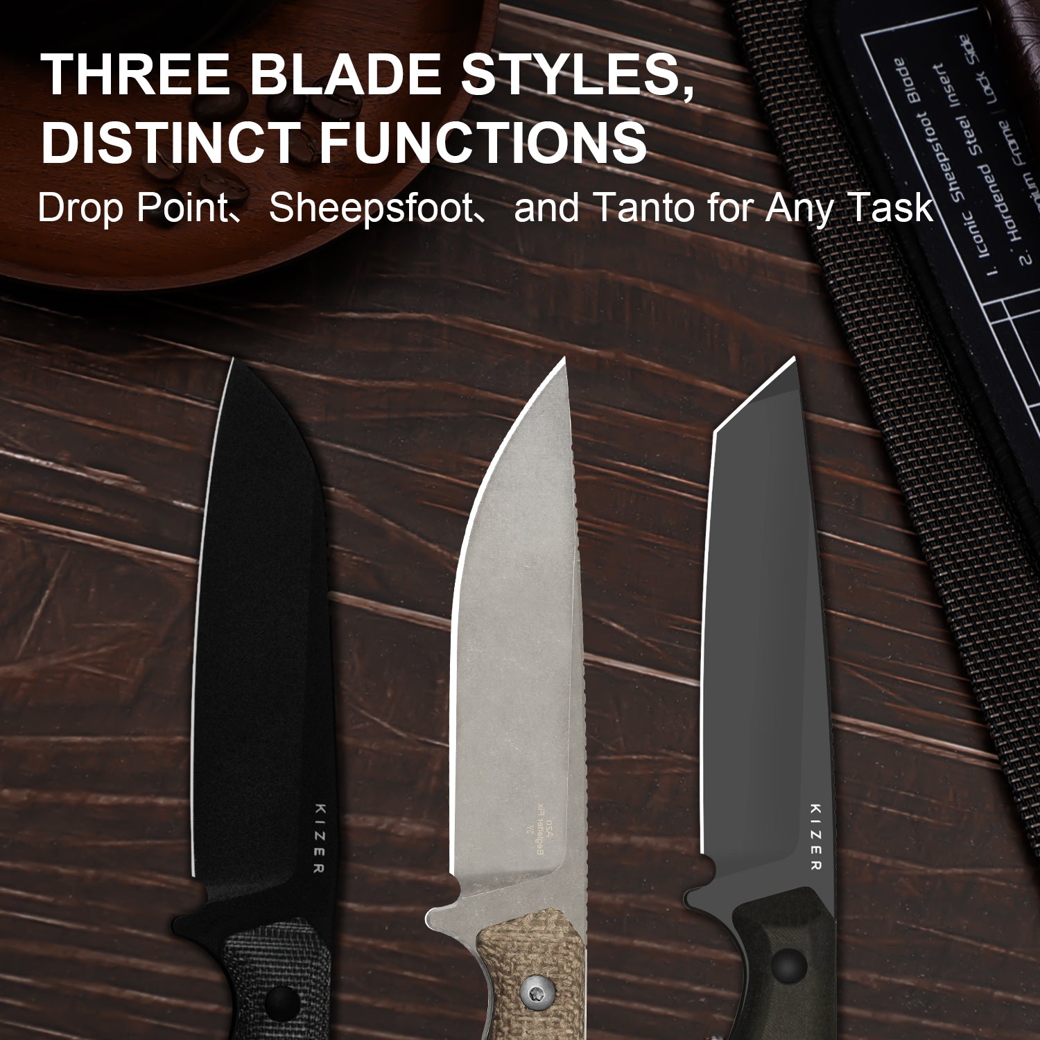 Begleiter® Fix | 3V+Hollow Grind | Burlap Micarta | Hollow Grind | KizerV™ 1045MD1