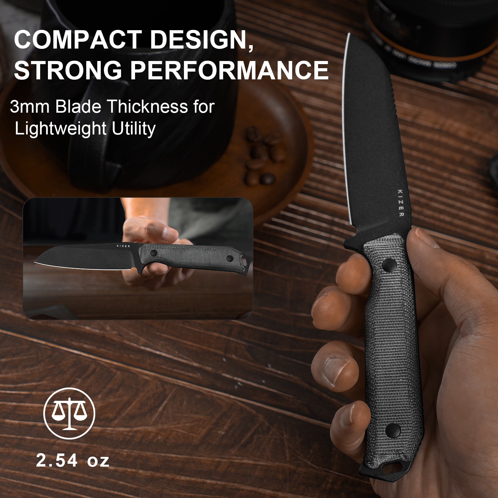 Begleiter® Fix | 3V+Hollow Grind | Micarta | Hollow Grind | KizerV™ 1045MS1