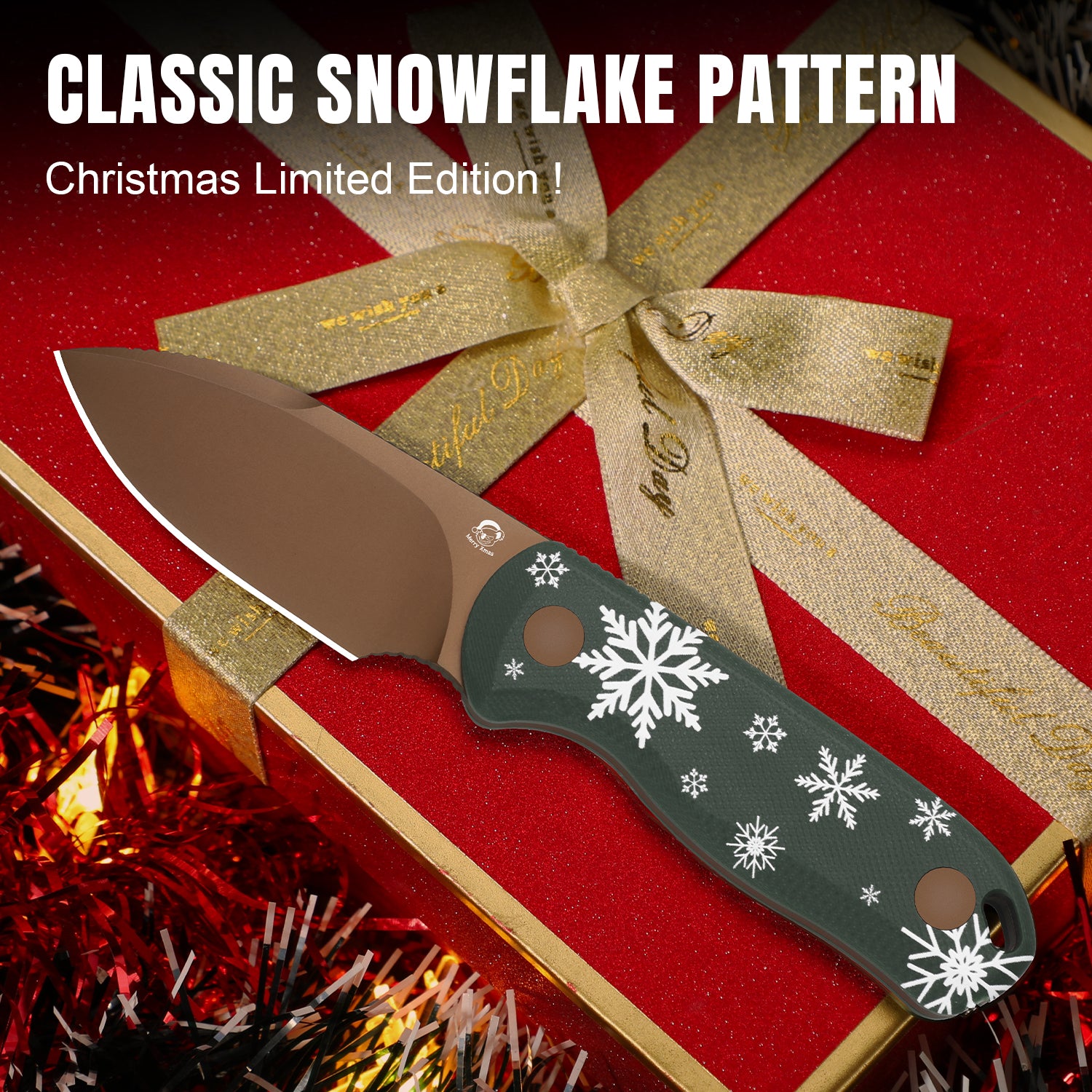 Christmas Drop Bear Fix 2.6 inch D2 G10 1094MC1 Limited-Kizer