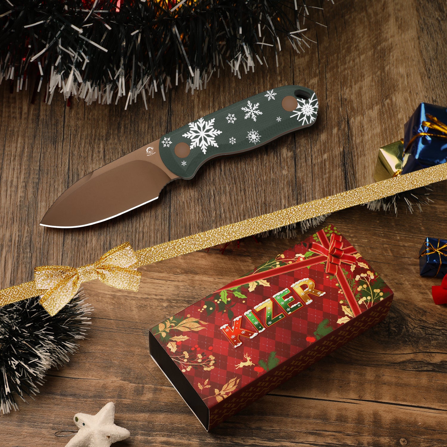 Christmas Drop Bear Fix 2.6 inch D2 G10 1094MC1 Limited-Kizer