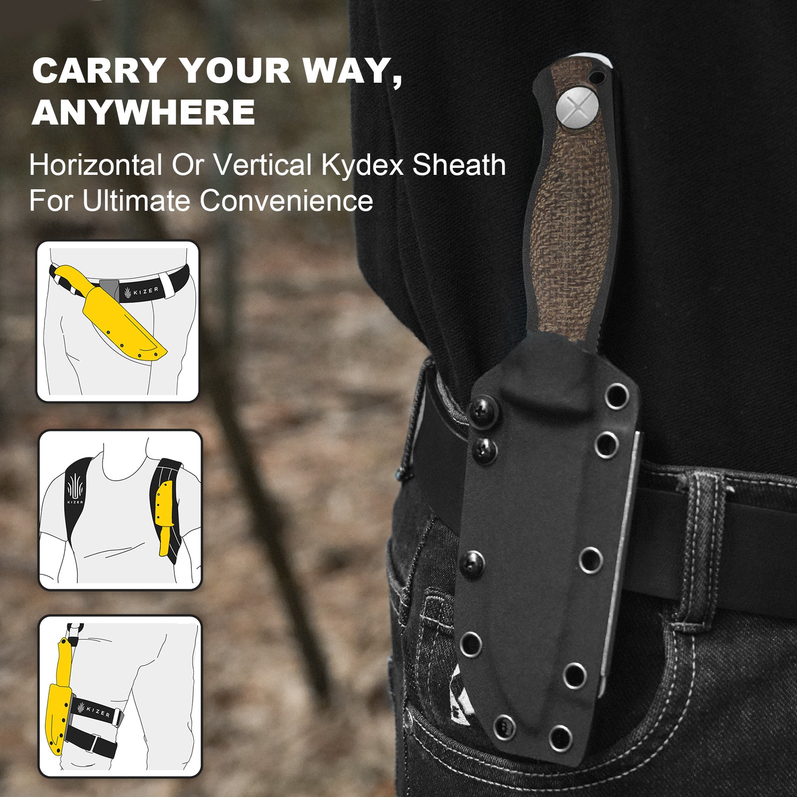 Polaris 4.23 inch AEB-L Burlap Micarta & G10 1100A3-Kizer Polaris 4.23 inch AEB-L Burlap Micarta & G10 1100A3-Kizer