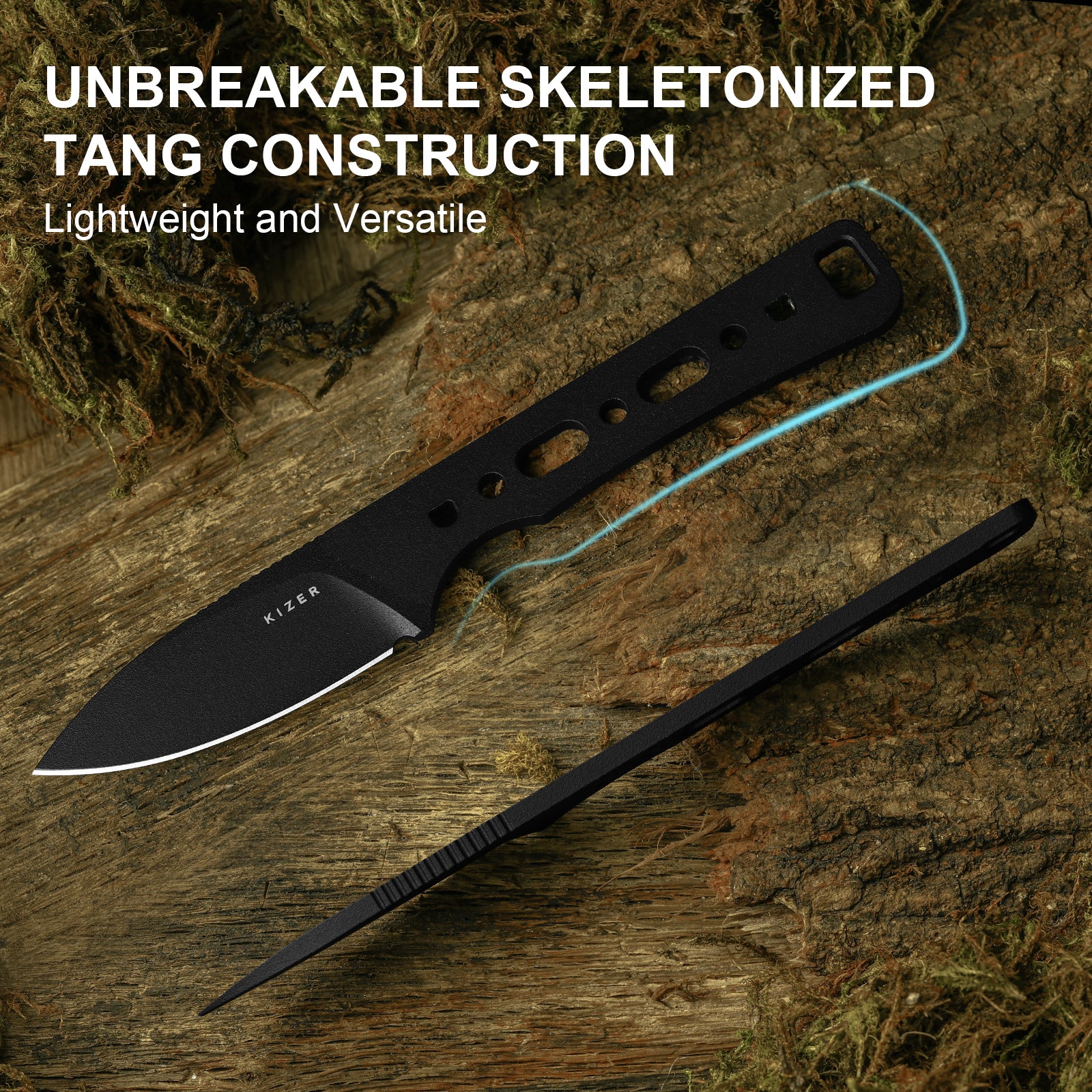 Whiskey Jack | 10V | Micarta With Vortex Pattern | Skeletonized Tang | KizerV™ 1108A1