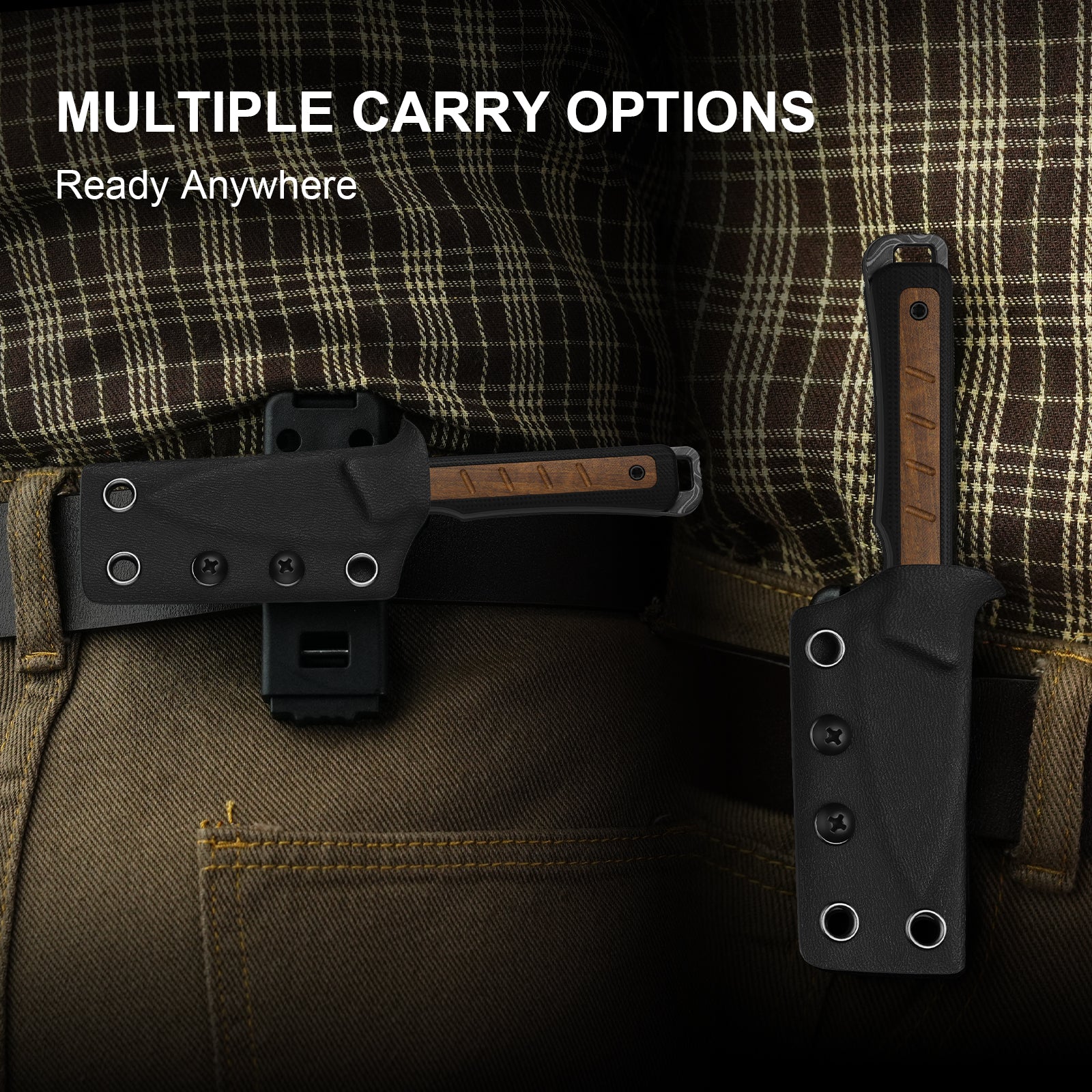 Whiskey Jack | Acid-washed Damascus | G10 & Mkuruti Wood | Skeletonized Tang | 1108A2