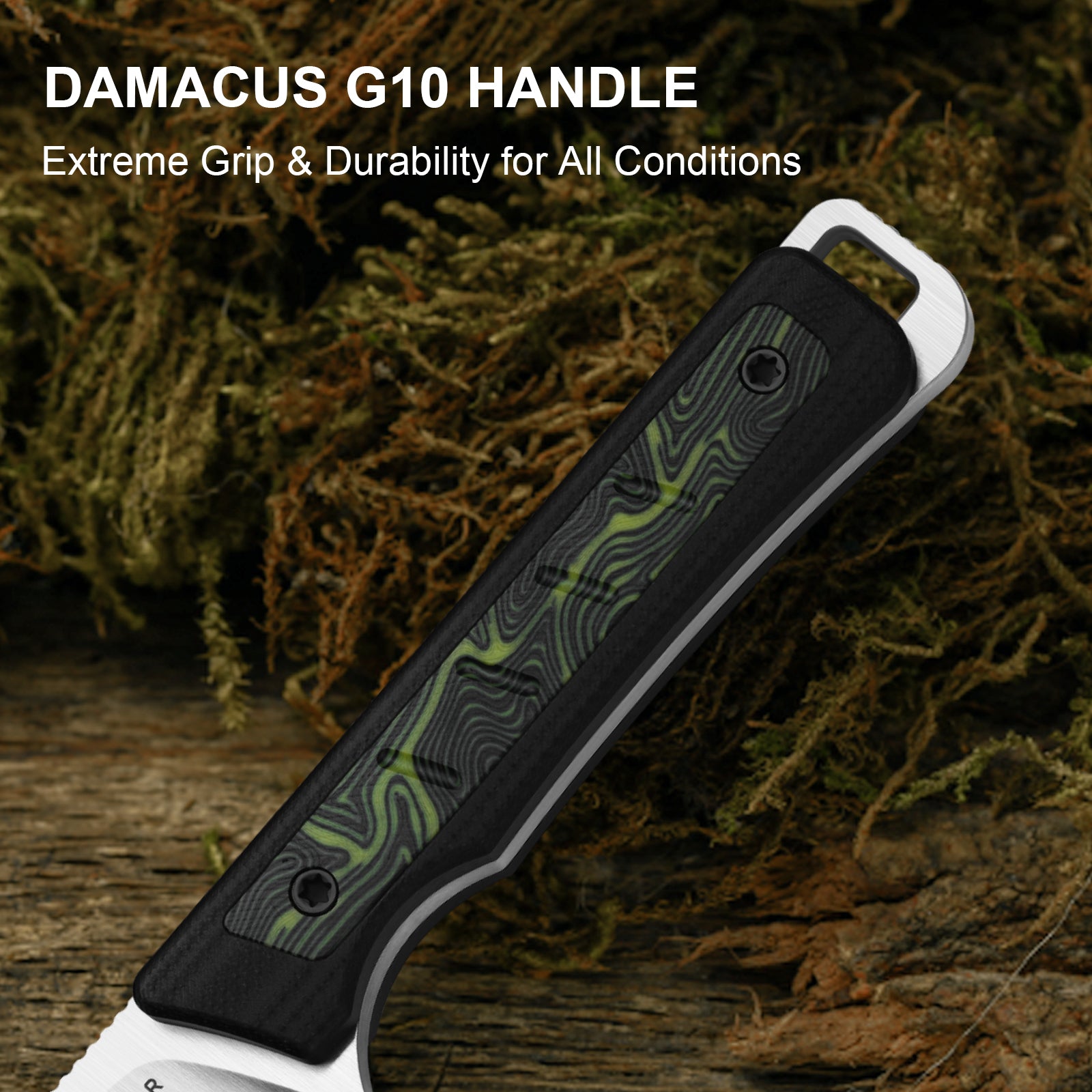 Whiskey Jack | AEB-L | G10 & Damascus G10 | Skeletonized Tang | 1108A3