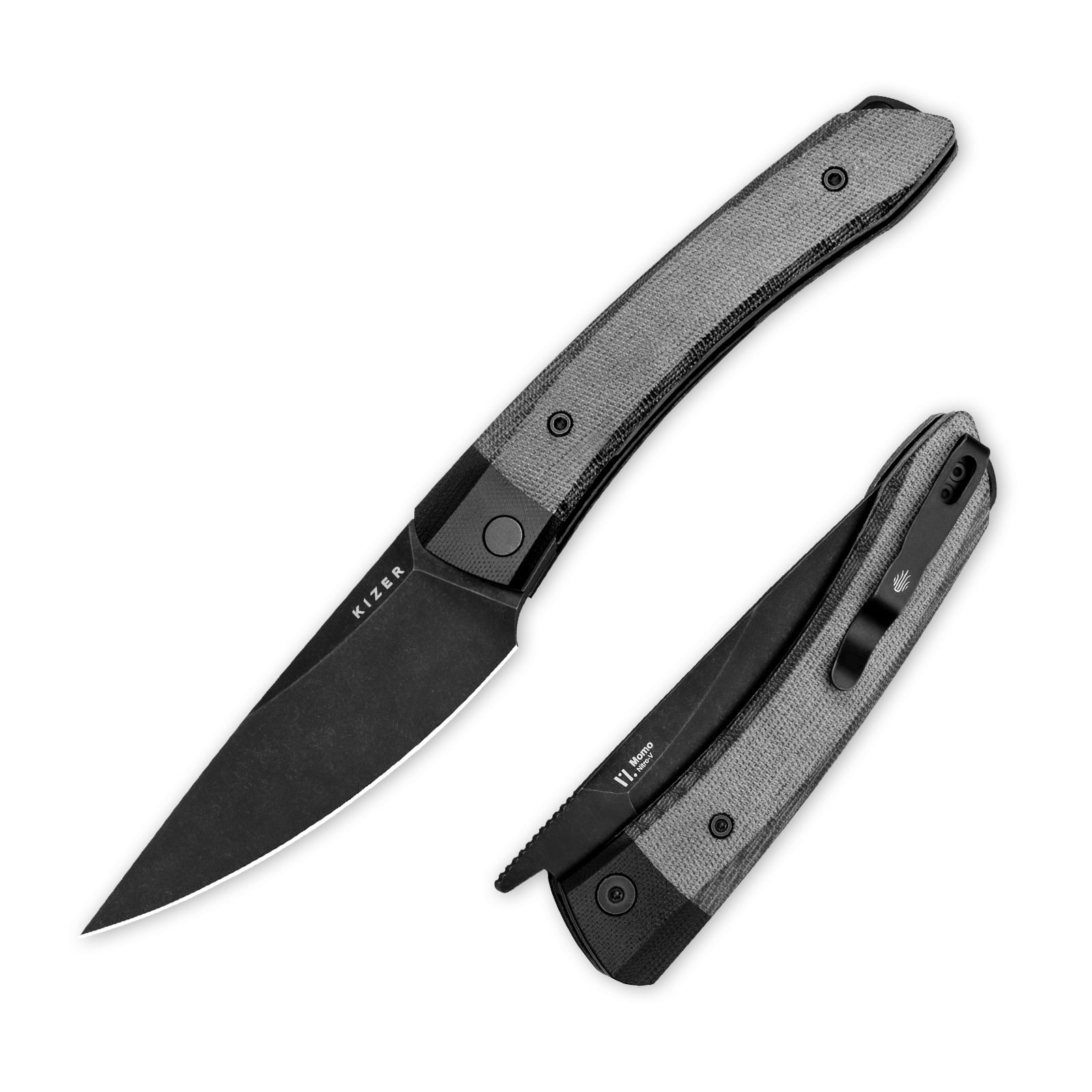 Momo | Nitro-V | Black G10+Micarta | KizerV™ 4663A1