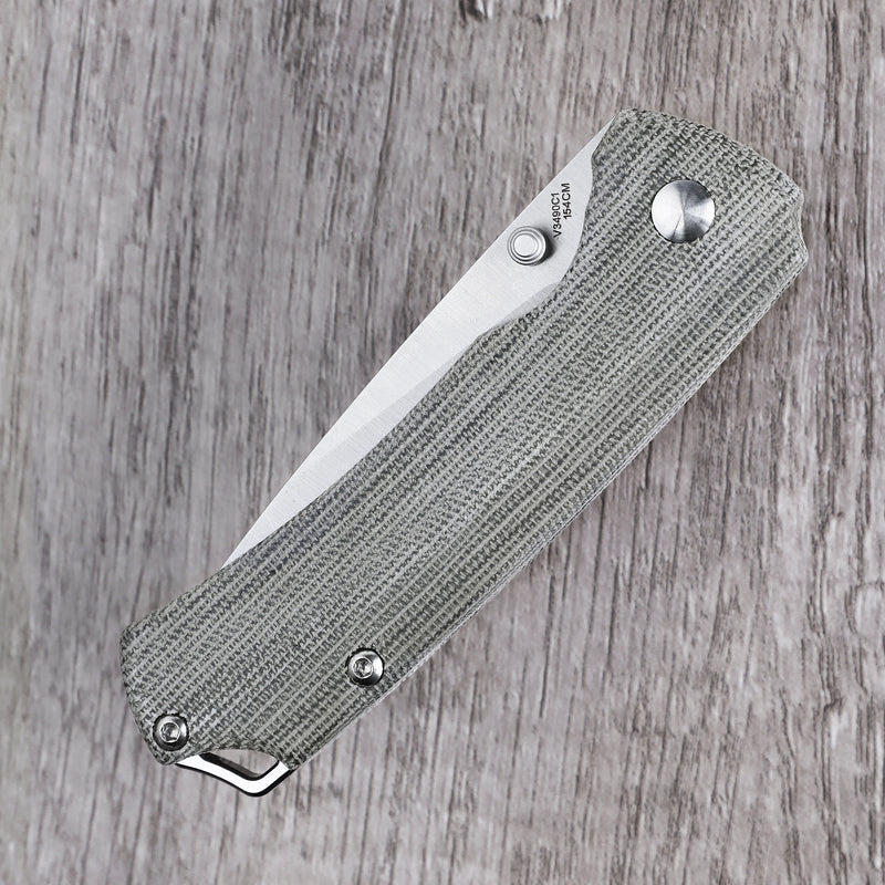 Kizer T1 Liner Lock Knife Green Micarta V3490C1 (3.2" Stain)