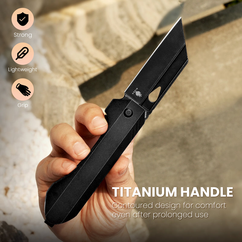 Kizer Huldra S35VN Blade Frame Lock Titanium Handle Ki3665A1 (3.19 "Black)