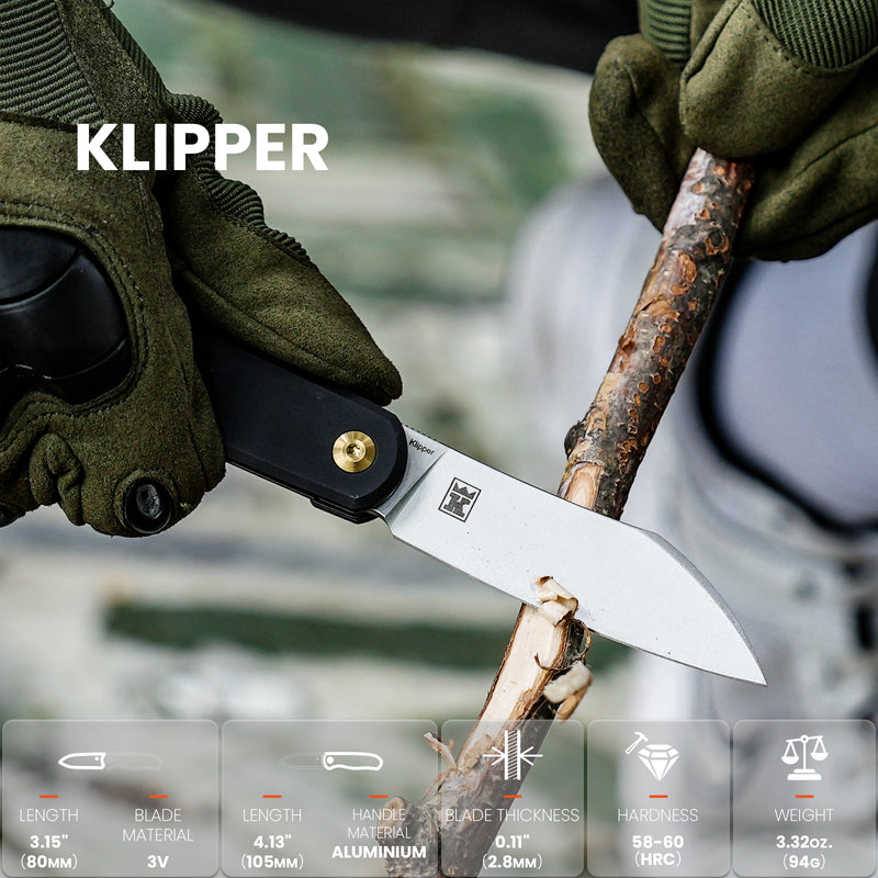 Kizer Klipper 3V Blade Liner Lock Aluminium Handle V3580C1 (3.15" Satin)