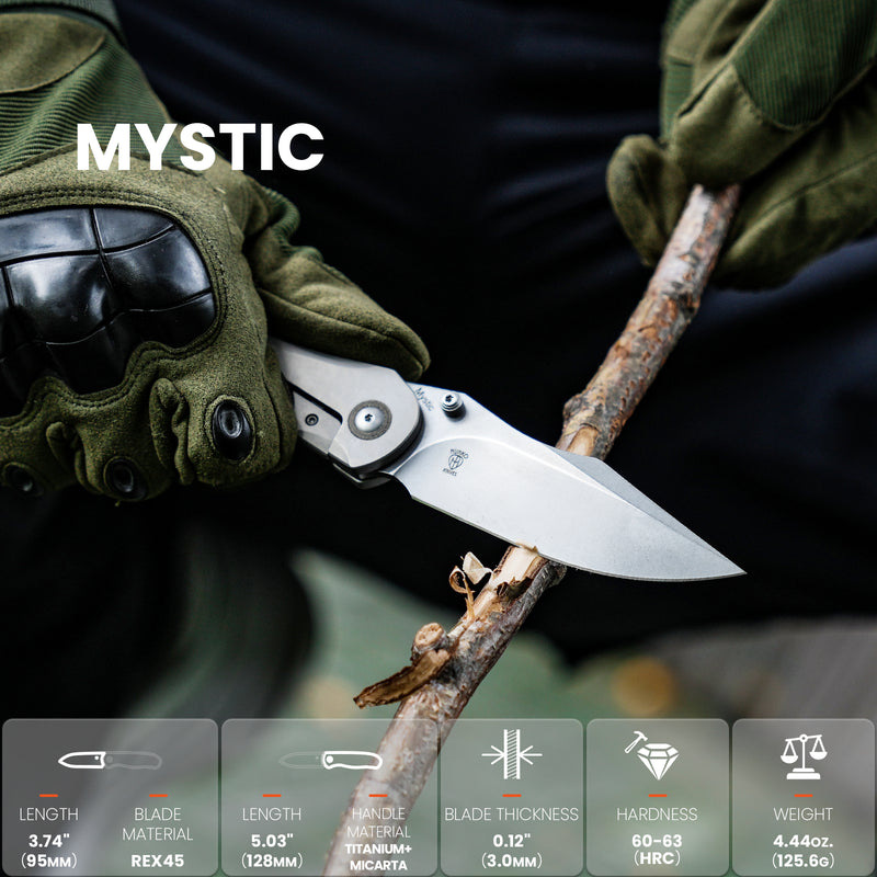 Kizer Mystic Rex45 Blade Titanium+Micarta Handle Ki4636A1 (3.74" Stonewashded)