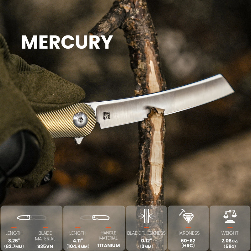 Kizer Mercury S35VN Blade Liner Lock Titanium Handle Ki3645A1 (3.26" Satin)