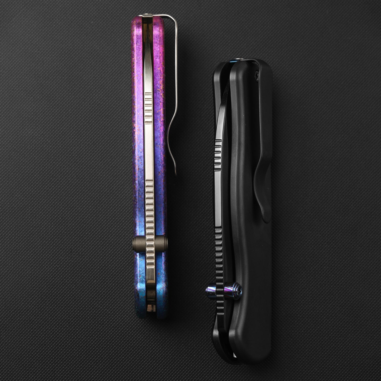 Drop Bear® Zero | Kizer Button Liner Lock™ + Titanium Damascus | M390 + Polished DLC Ultra + Hollow Grind | DLC Titanium | KizerB™ 3619BDA6