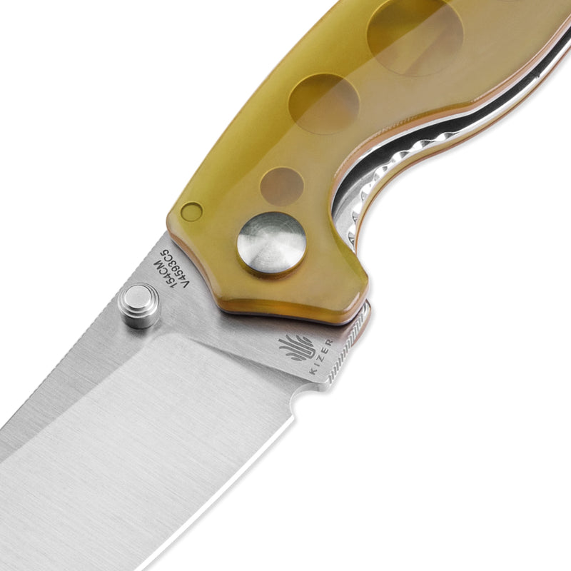 Kizer Towser K 154CM Blade Liner Lock PEI Handle V4593C5 (3.39" Satin)