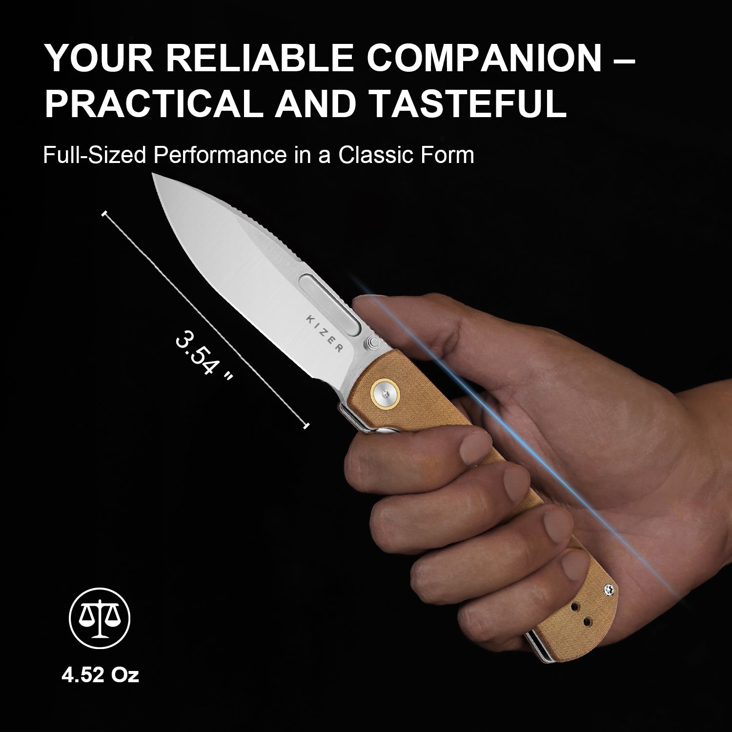 Retro 3.54 inch Nitro-V Micarta & Brass V4726A1-Kizer