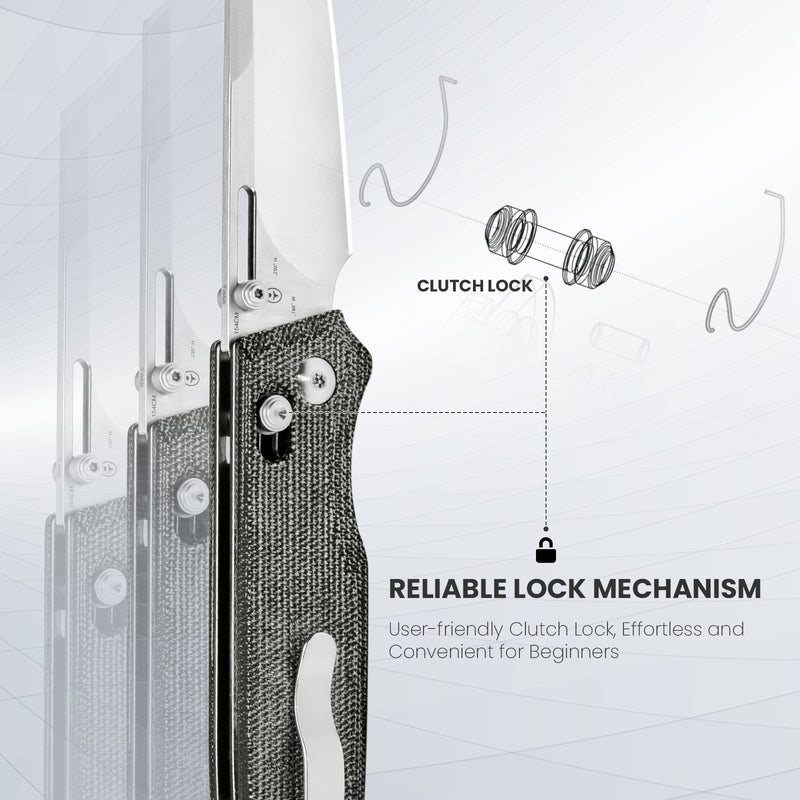 Kizer Task 154CM Blade Clutch Lock Micarta Handle V3641C1 (3.04" Satin)