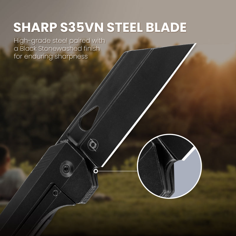 Kizer Huldra S35VN Blade Frame Lock Titanium Handle Ki3665A1 (3.19 "Black)