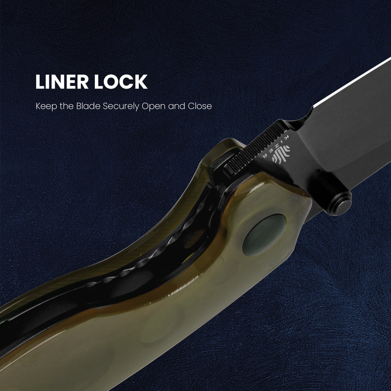 Kizer Towser K 154CM Blade Liner Lock PEI Handle V4593C6 (3.39" Black)