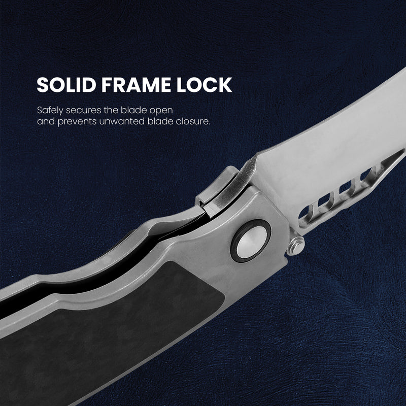 Kizer Huntsmen S35VN Blade Frame Lock Titanium+Carbon Fiber Handle Ki4642A1 (3.82" Satin)